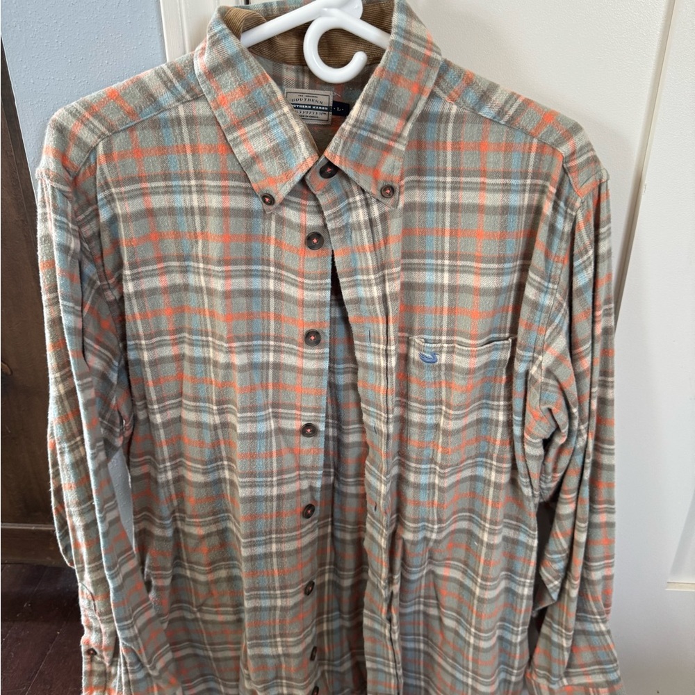 Southern Marsh Plaid Button Down Shirt - Orange and Gray
